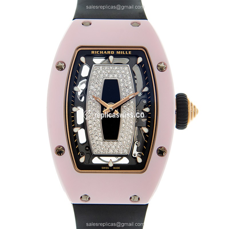 Richard Mille RM07-01 Lady Auto Ceramic - Black Dial, Black Rubber Strap - Luxury Replica LADY SERIES Watch
